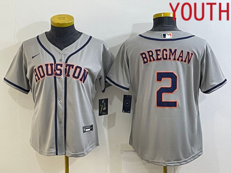 Youth Houston Astros #2 Bregman Grey Game Nike 2022 MLB Jersey->youth mlb jersey->Youth Jersey